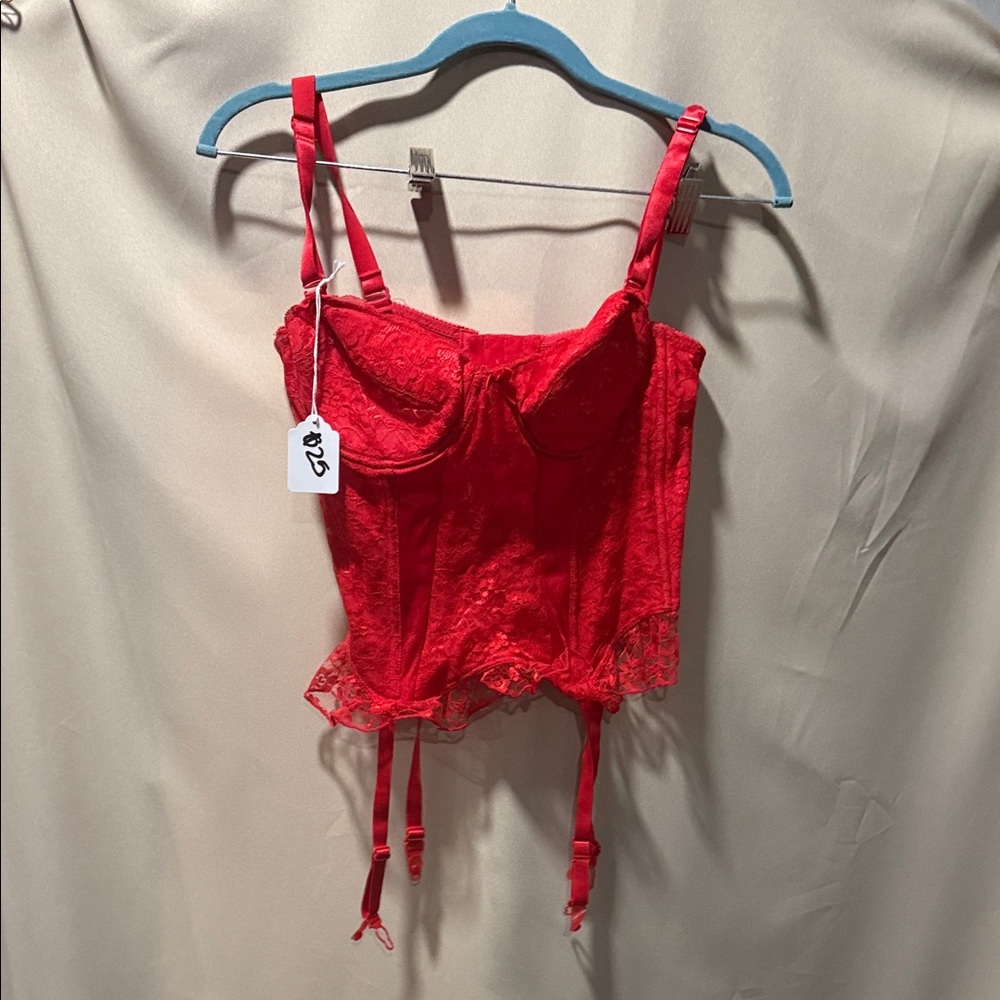 Y2K - Red Lace Bustier Corset Top